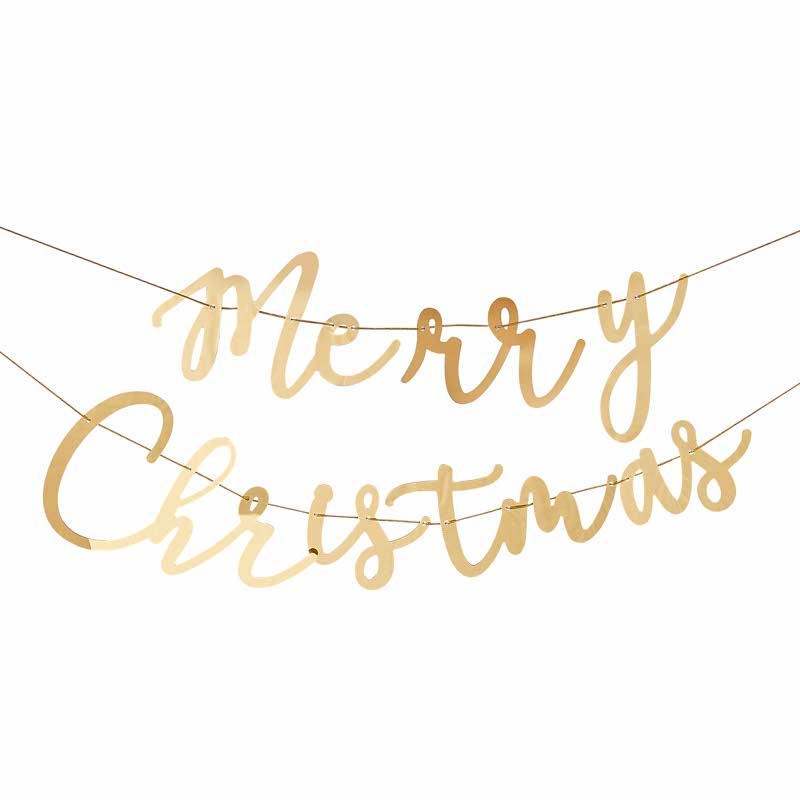 Gold Merry Christmas Acrylic Banner - 1.5m