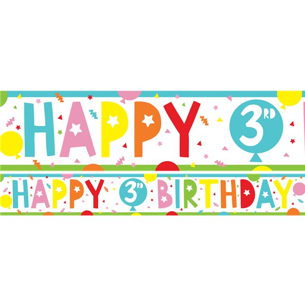 3rd Birthday Paper Banners - 1m (3pk)