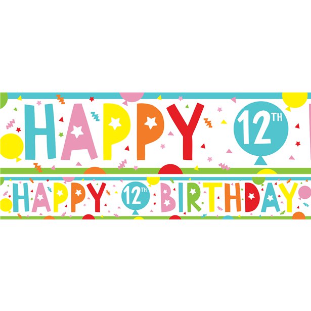 12th Birthday Paper Banners - 1m (3pk)