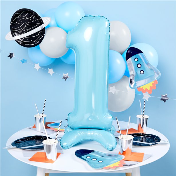Pastel Blue Standing Number Balloons - 25" Air Fill