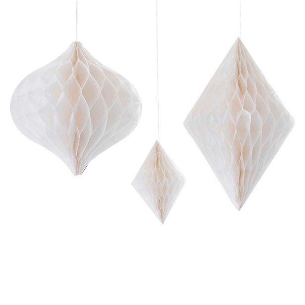 Contemporary Wedding White Honeycomb  Decorations (3pk)