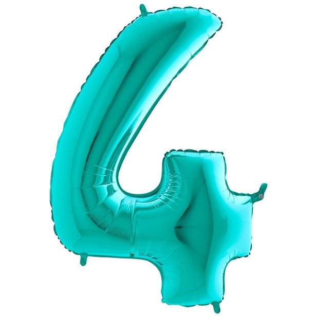 Tiffany Blue Foil Number Balloons - 40"