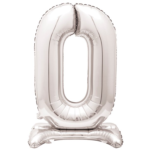 Silver Standing Number Balloons - 30" Air Fill