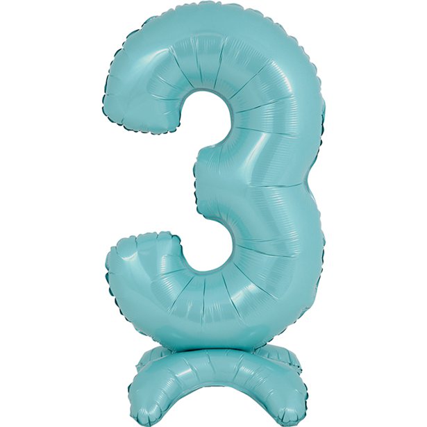 Pastel Blue Standing Number Balloons - 25" Air Fill
