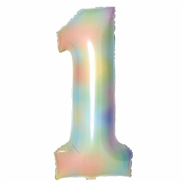 Pastel Rainbow Foil Number Balloons - 34"
