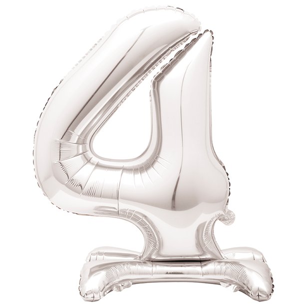 Silver Standing Number Balloons - 30" Air Fill