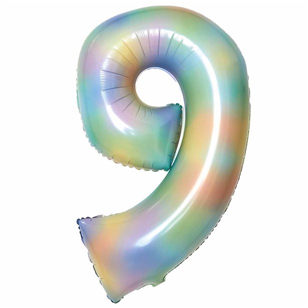 Pastel Rainbow Foil Number Balloons - 34"