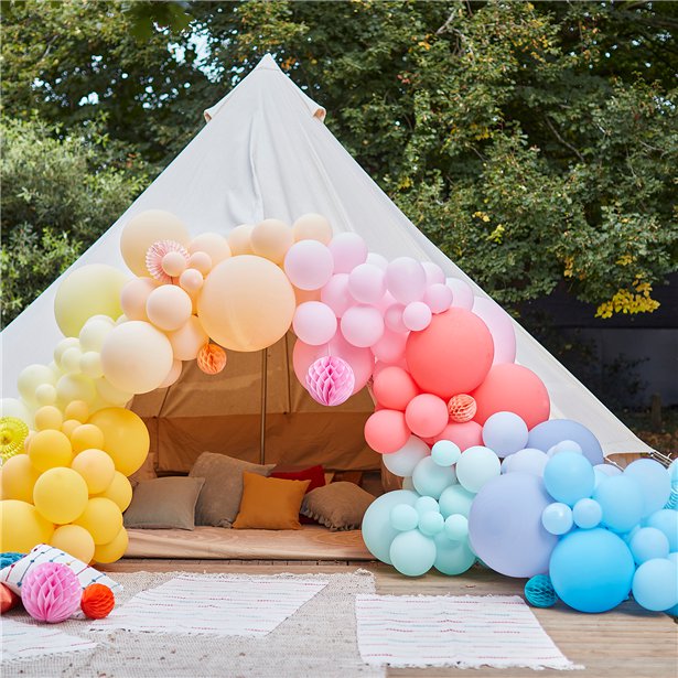 Brights & Fans Balloon Arch Backdrop - 200 Balloons