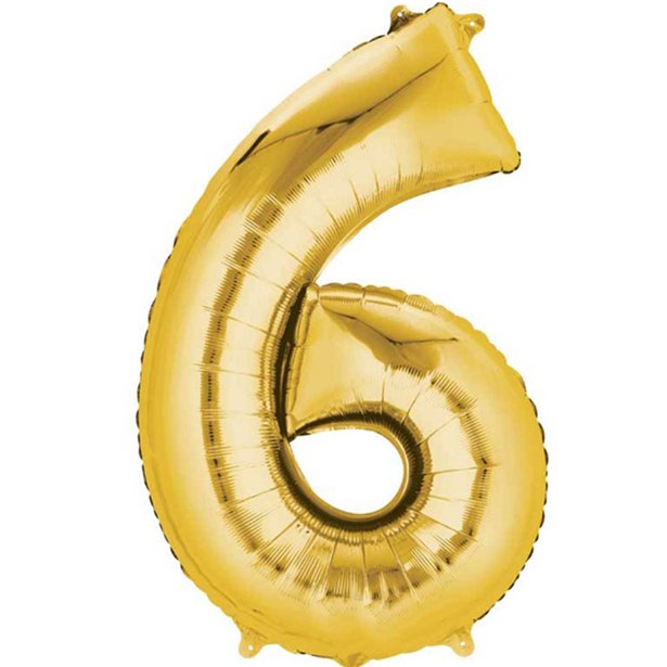 Gold Foil Number Balloons - 16" Air Fill