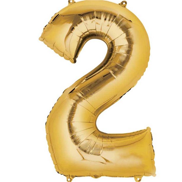 Gold Foil Number Balloons - 16" Air Fill