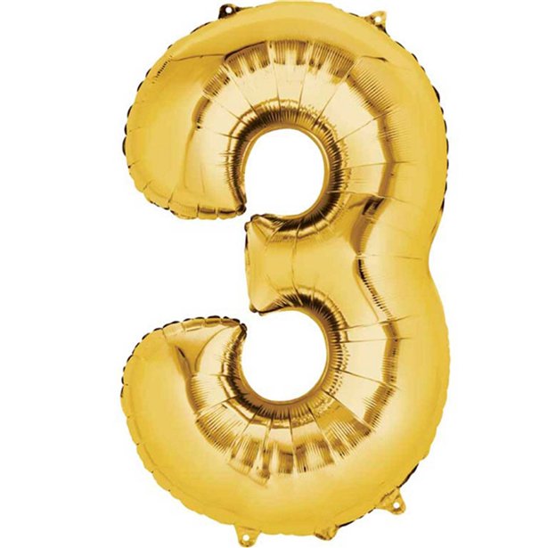 Gold Foil Number Balloons - 16" Air Fill