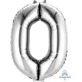 Silver Foil Number 0 Balloons - 34"