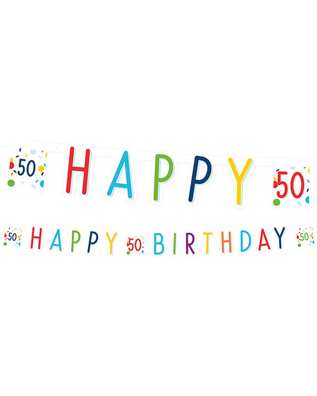 Confetti Birthday Age 50 Letter Banner - 1.8m