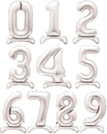 Silver Standing Number Balloons - 30" Air Fill