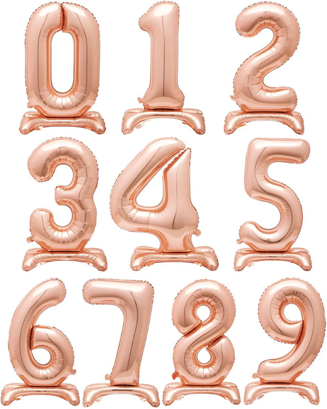 Rose Gold Standing Number Balloons - 30" Air Fill