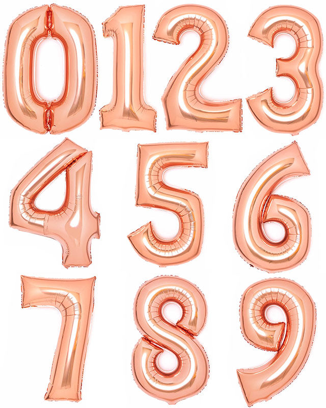 Rose Copper Foil Number Balloons - 34"