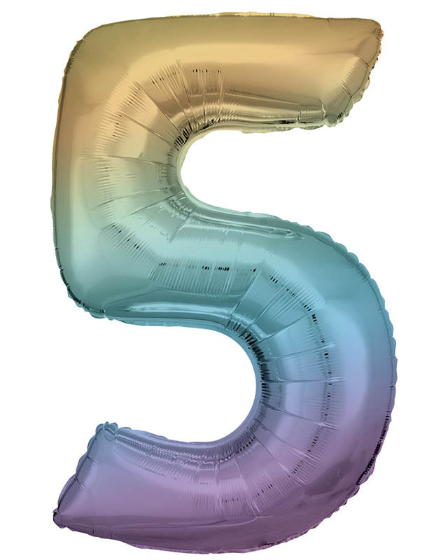 Rainbow Foil Number Balloons - 34"