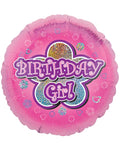 Pink Flowers Birthday Girl Balloon - 18" Foil