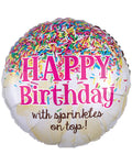 Sprinkles on Top Happy Birthday Balloon - 18" Foil
