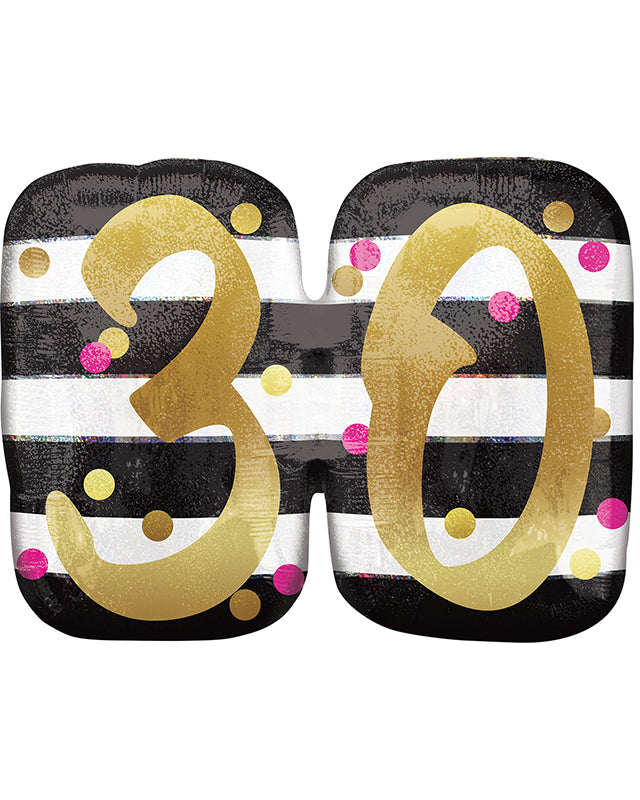 30th Pink & Gold Milestone SuperShape Balloon - 30" Foil