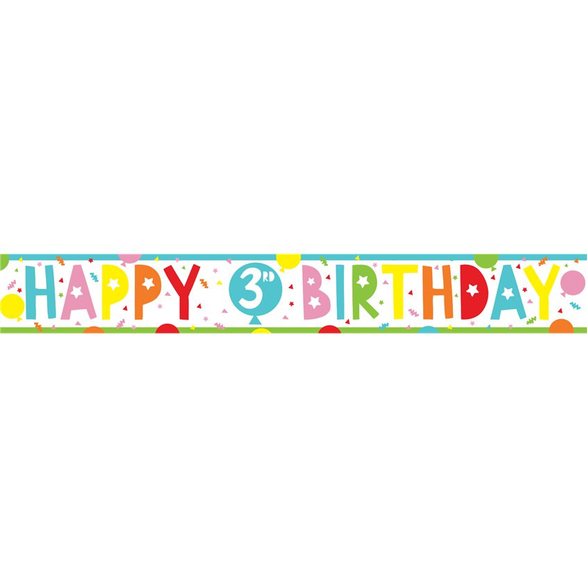 3rd Birthday Paper Banners - 1m (3pk)